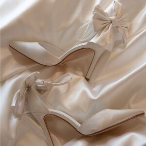 Meshki Charmed Satin Bow Heel